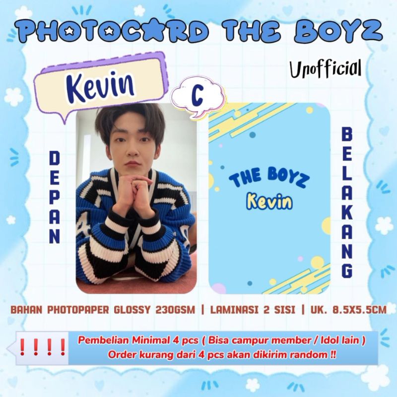 Photocard THE BOYZ - KEVIN / Photocard Unofficial / Photocard  KEVIN THE BOYZ / PC KEVIN / THE B / P