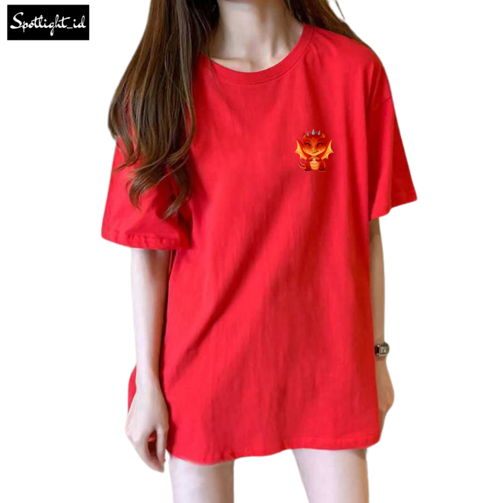 SPOTLIGHT_ID - BAJU KAOS WANITA NAGA IMLEK DRAGON CUTE , T SHIRT WANITA IMLEK NAGA COMBED 30S , KAOS