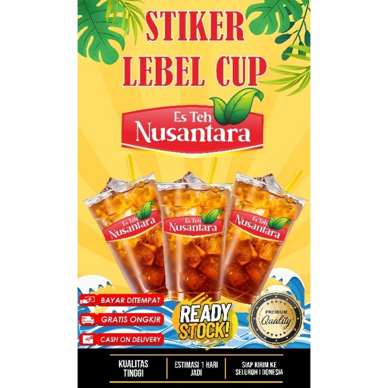 Stiker Lebel Cup Es Teh Nusantara