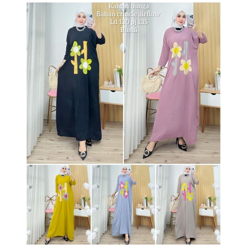 Kaftan wanita jumbo ld 130 crinkel gamis bigsize dress terlaris wanita