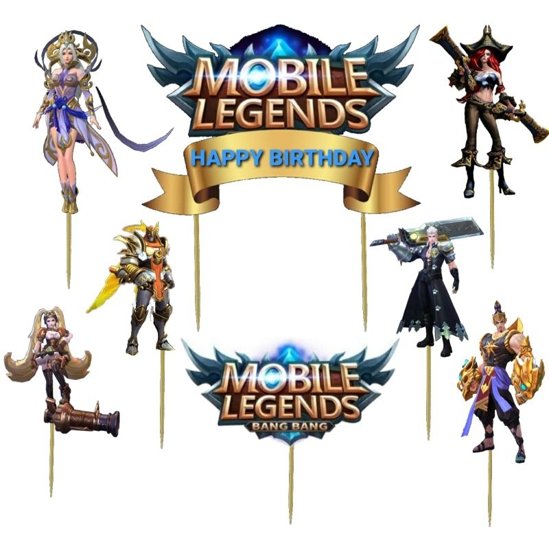 Topper Cake / Hiasan Kue Tambah Nama,Motif Mobile Legends