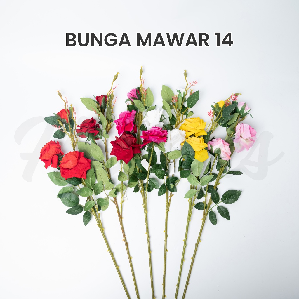 Bunga Mawar Latex Premium / Bunga Mawar Artificial / Bunga Mawar Palsu Plastik / Bunga Mawar 14
