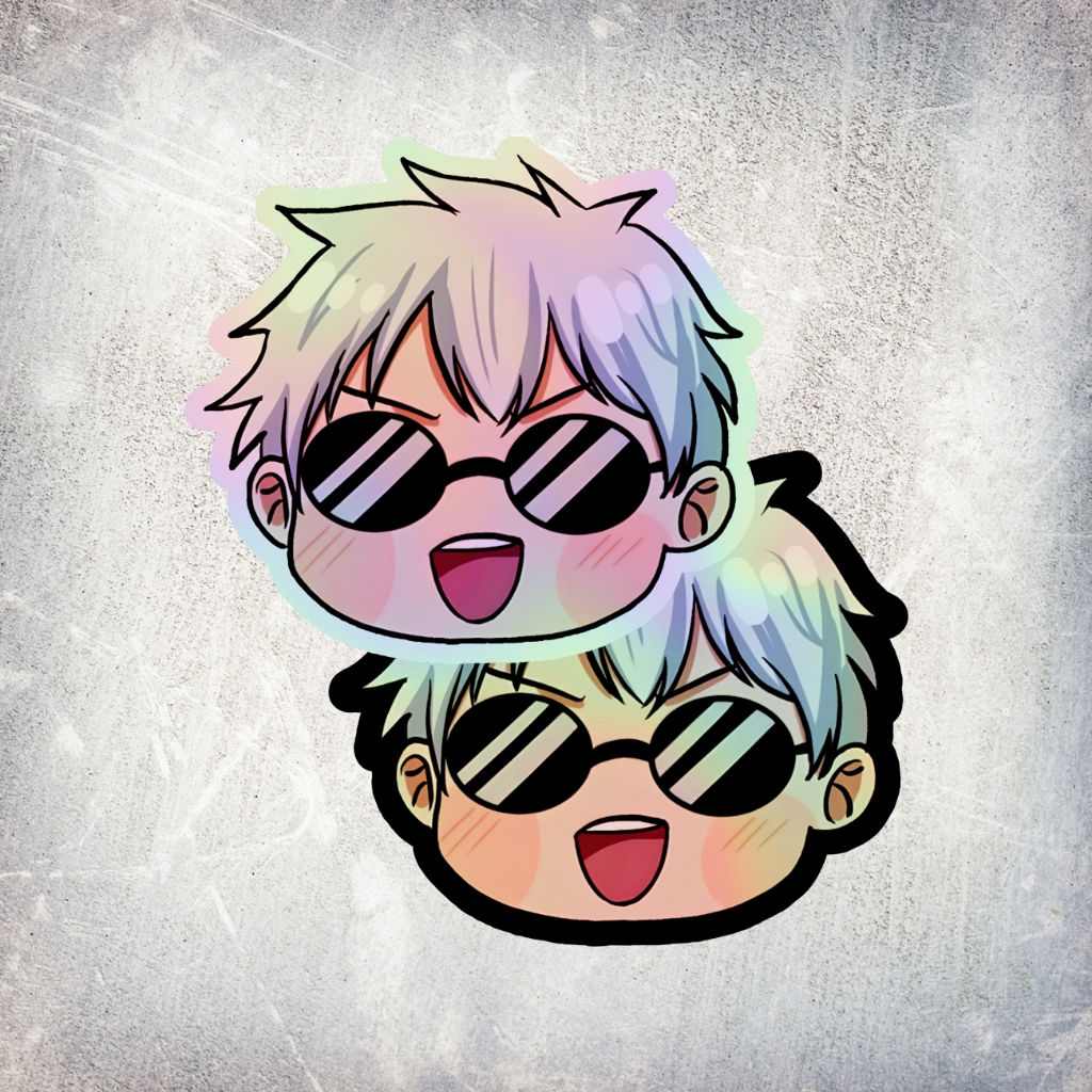 

STICKER HOLOGRAM ANIME CHIBI GOJO SATORU JUJUTSU KAISEN