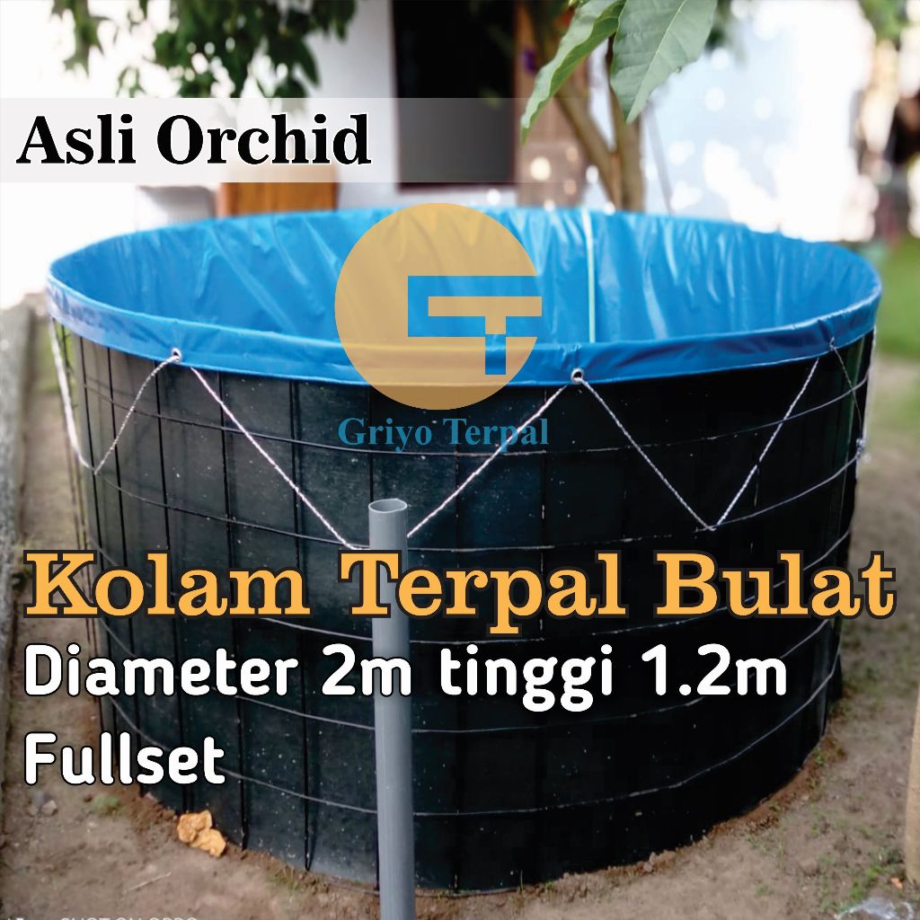 Orchid semi karet Kolam Terpal Bulat Diameter 2 tinggi 1,2 FULLSET kolam terpal orchid kolam ikan te