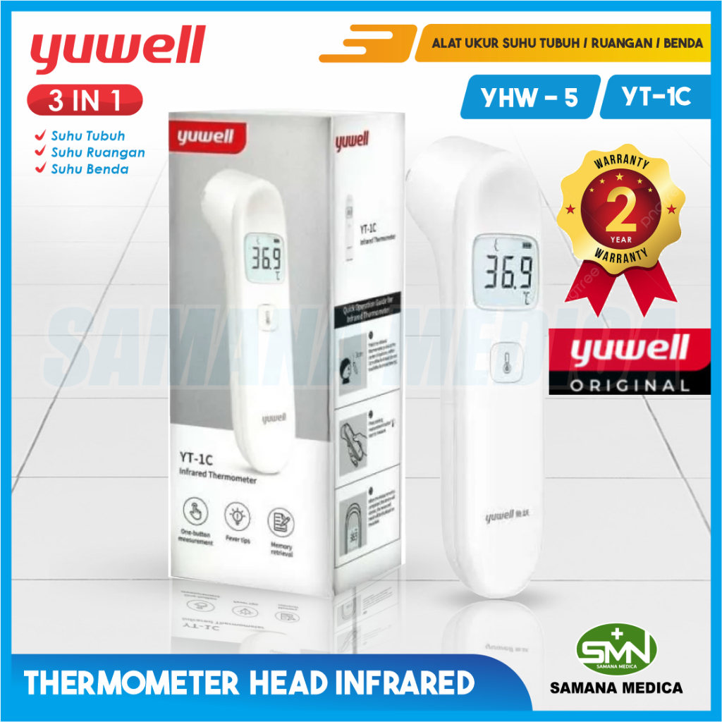 Thermometer Thermogun Infrared YUWELL YHW-5 / YUWELL YT-1C Sensor termometer - 3in1