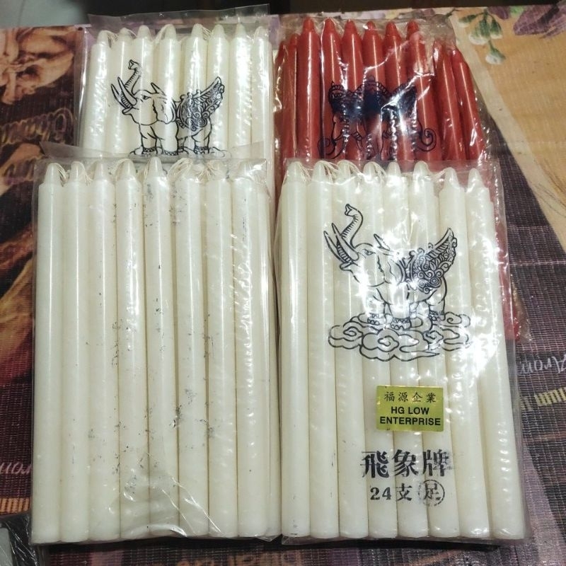 Lilin Puja Sembahyang Cap Gajah Merah Dan Putih Import Isi 24 Batang