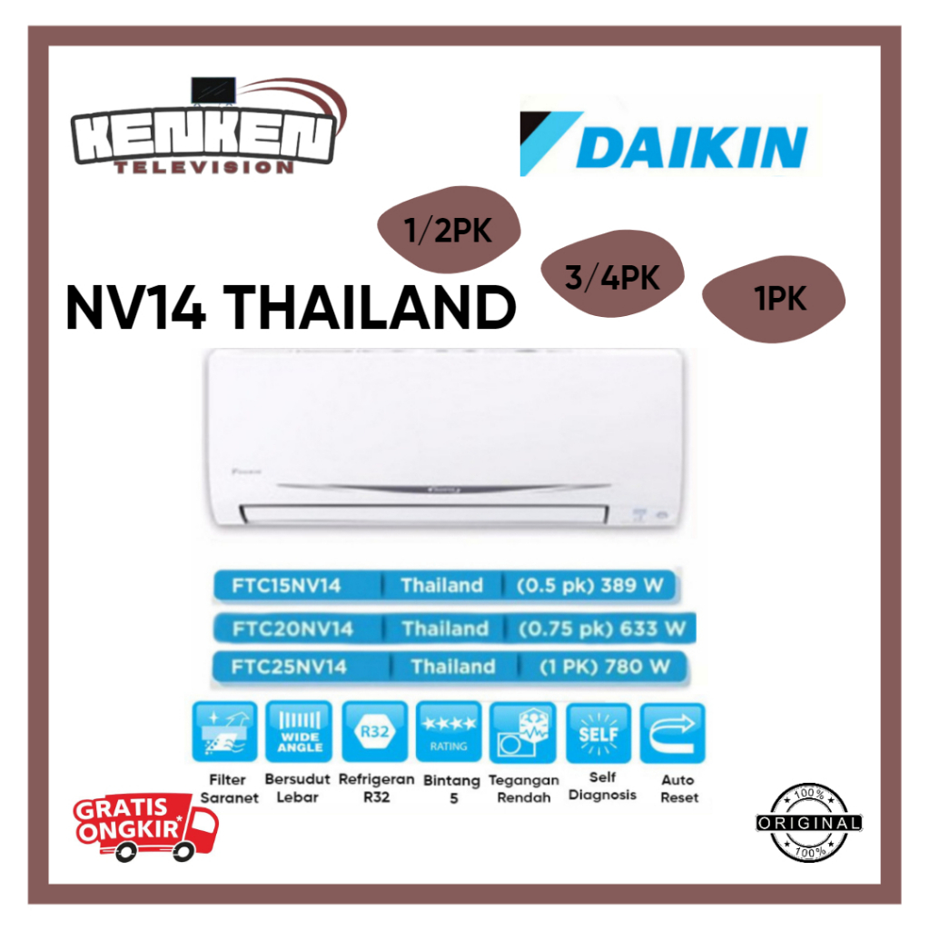 AC 1/2PK-1PK Daikin Thailand AC Daikin 0,5PK Daikin Mini Split