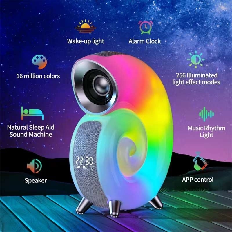 (New)Speaker Bluetooth Wireless Lampu Led Model Keong & Jam DIGITAL / Speaker Bluetooth Lampu LED / 