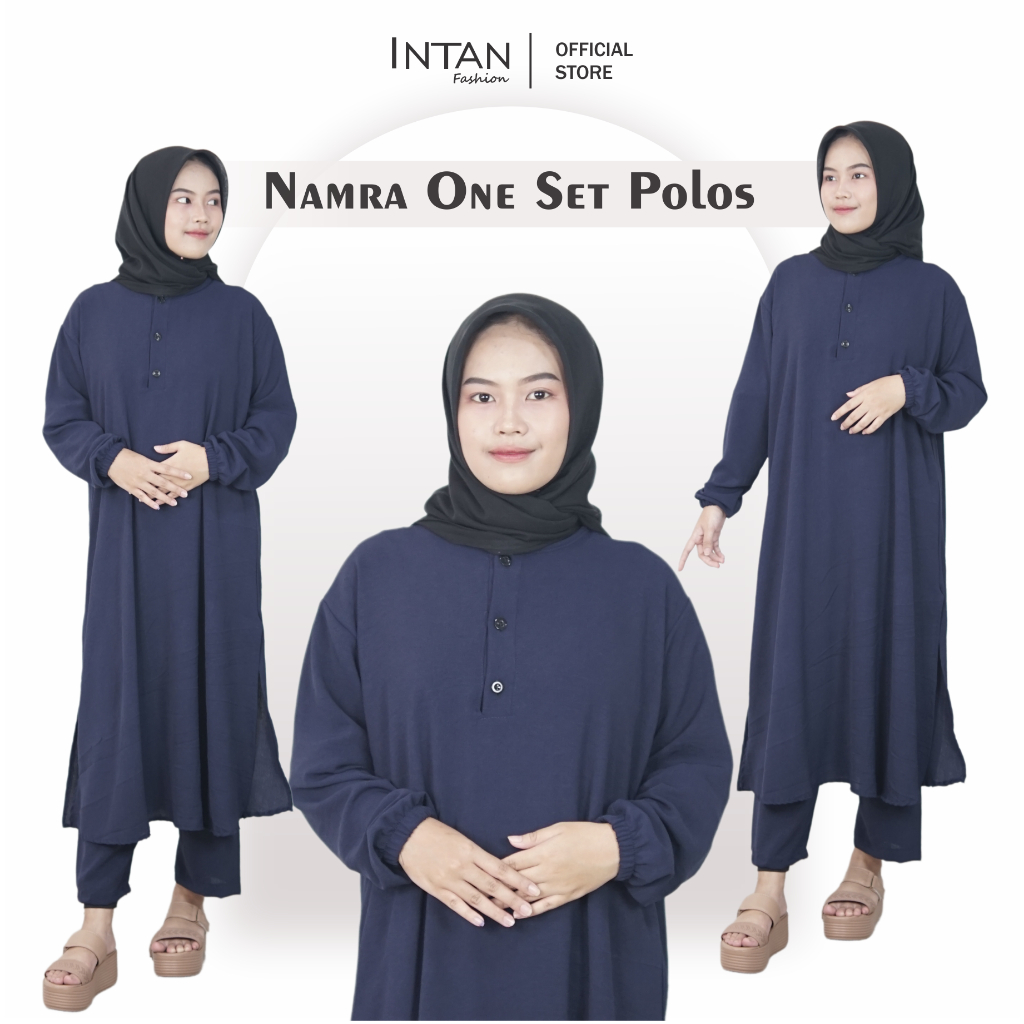 One Set Long Tunik Kancing Crinkle Airflow / Setelan Long Tunik Wanita / Setelan Wanita kekinian