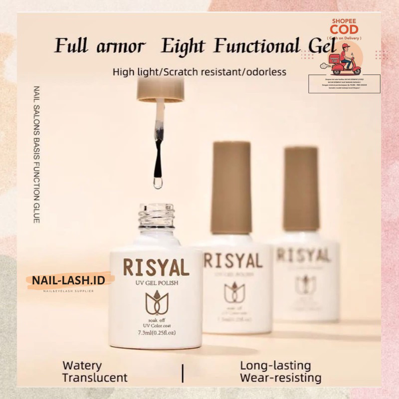 RISYAL BASE COAT TOP COAT TOP MATTE  GEL 7.3ML NAIL GEL KUTEK GEL