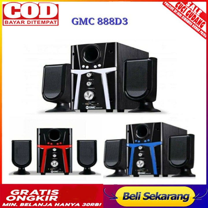 Speaker Aktif Bluetooth GMC 888D3 / D2 BT Multimedia Radio Aux Super Bass Salon # Speker Komputer PR