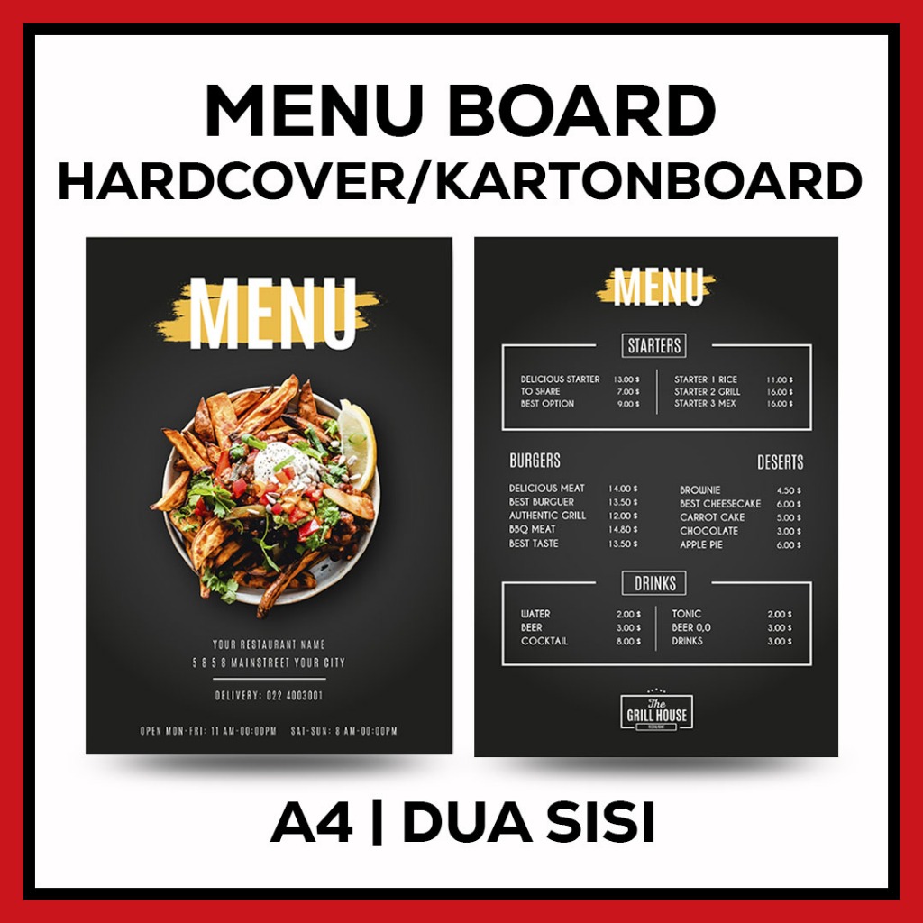 

MENU BOARD HARDCOVER A4 (21X29,7CM)