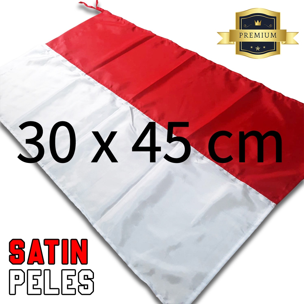 Bendera Merah Putih Indonesia 30 x 45 cm, Ukuran Kecil, Bahan Satin Peles