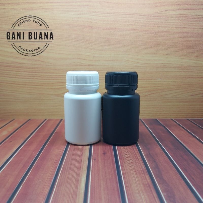 BOTOL ESTER 100ML TUTUP SEGEL/BOTOL KAPSUL 100ML HDPE PUTIH/HITAM