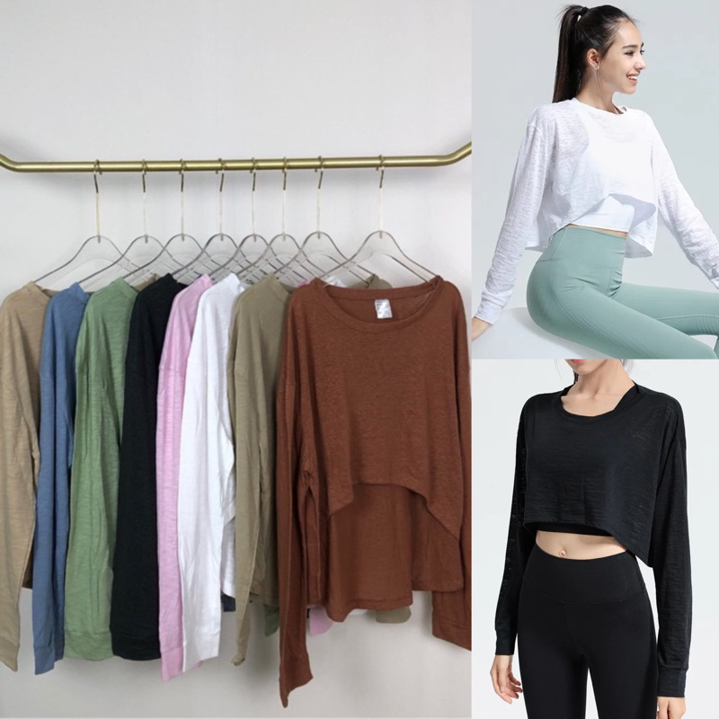 [Minnetica] Valencia Outer Crop Top Olahraga Wanita Lengan Panjang