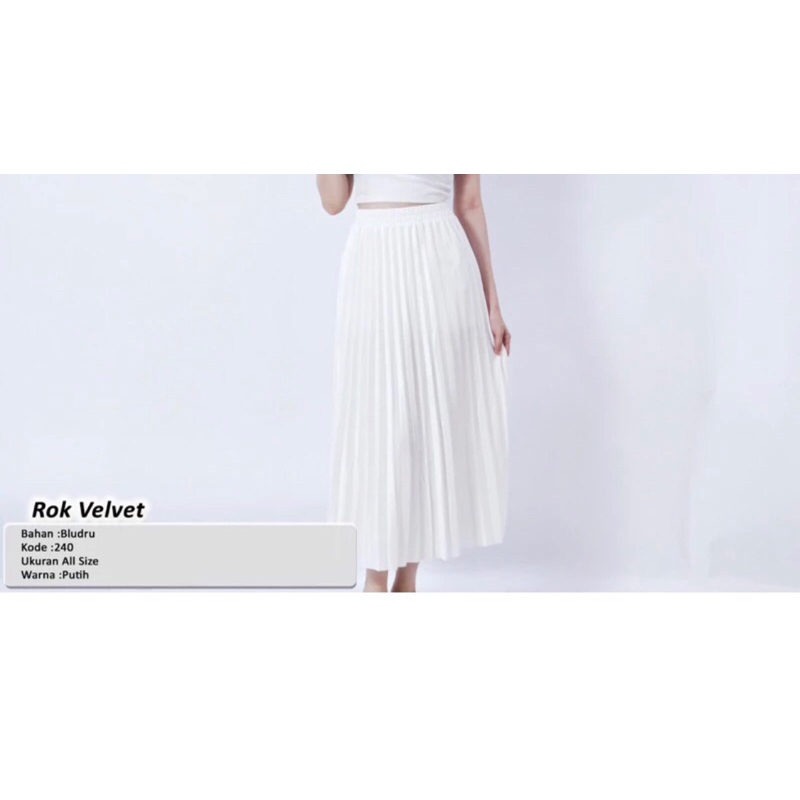 rok putih beludru (Preloved)