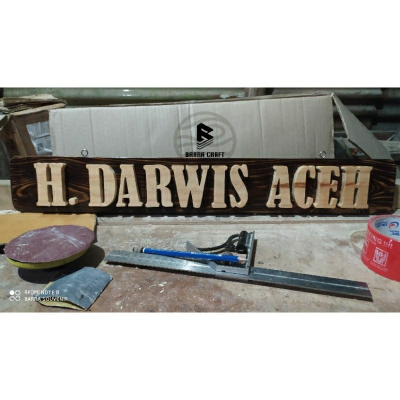 HURUF KAYU TIMBUL PAPAN NAMA KAYU JATI BELANDA