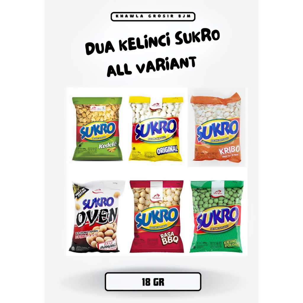 

Dua Kelinci Sukro All Variant 18 Gr Bbq Original Polong Kribo Kedele Oven Bawang