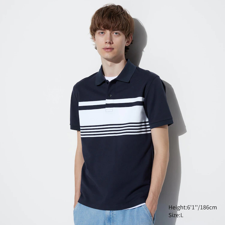 Kaos Polo Dry Pique Garis Lengan Pendek Uniqlo Original