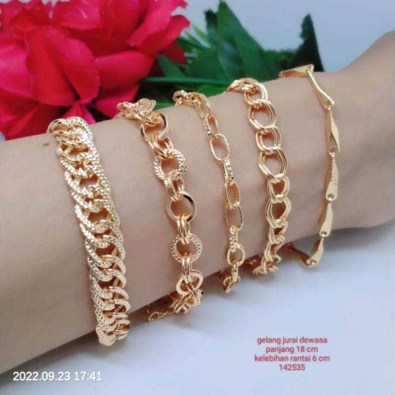 Gelang Jurai Perhiasan Aksesoris Lapis Emas 18 Karat