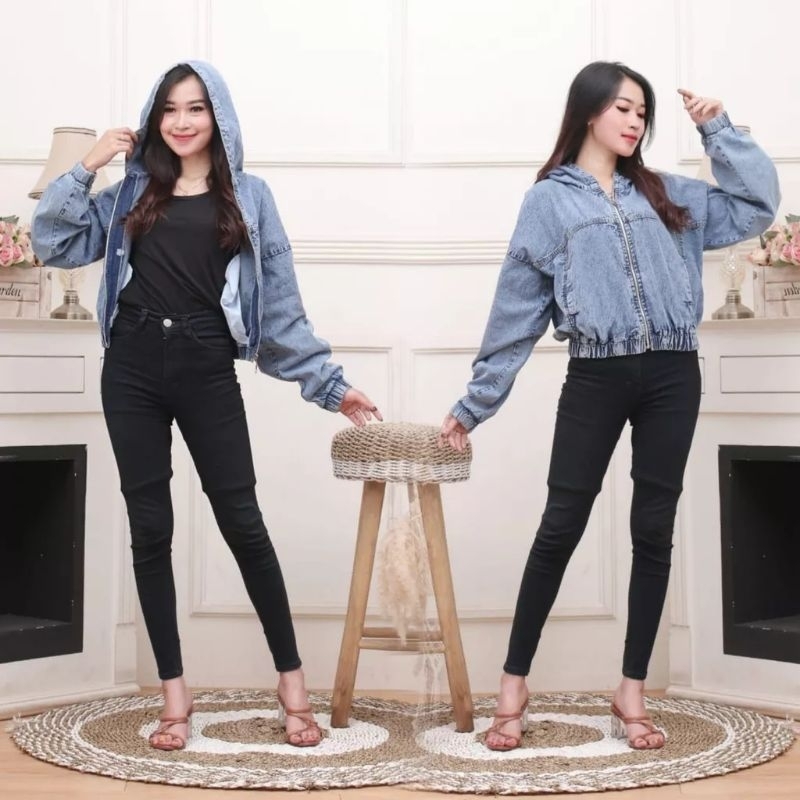 Jaket Hoodie Jeans Wanita Jumbo Ld 120cm Oversize Jaket Jeans Wanita Hoodie Zipper Korean Style Terb