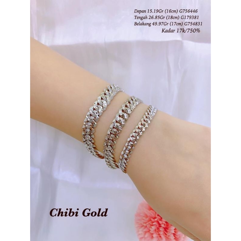 CHIBI GOLD Gelang tangan emas sisik naga putih  emas 750 kadar 17k - CHIBI gold