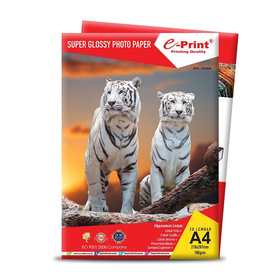 EPRINT KERTAS FOTO A4 180 GSM E-PRINT SUPER GLOSSY FOTO PAPER 180 GSM A4 20 LEMBAR