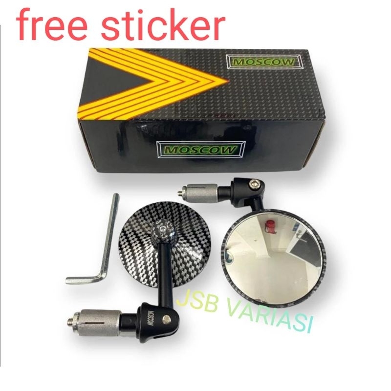 Spion Jalu Bulat Karbon Spion Bulat Carbon Spion Bar End Kaca Bening Kaca Cembung Variasi - JSB VARI