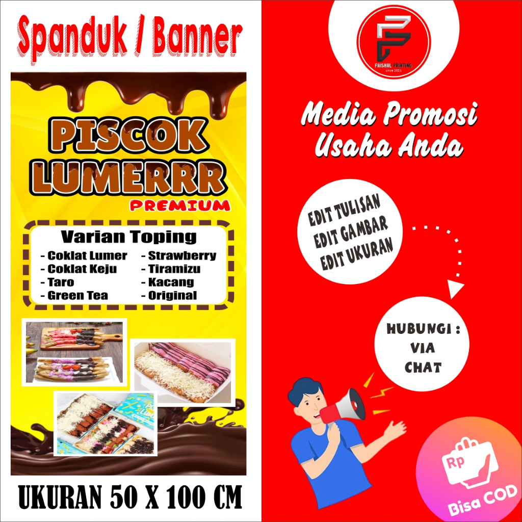 Banner Piscok Lumer / Spanduk Pisang Lumer / Banner Ukuran 50 x 100 cm