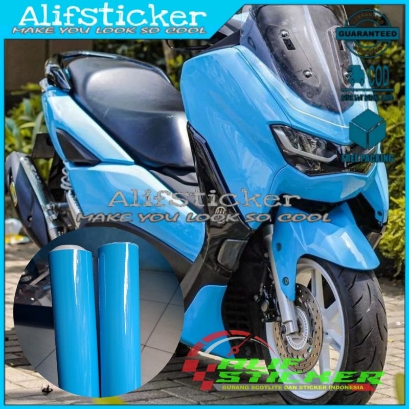 Stiker Skotlet Biru Muda Glosy Skotlet Ice Blue Scotlite Ligt Blue Glossy Doff Untuk Variasi Lis Mot