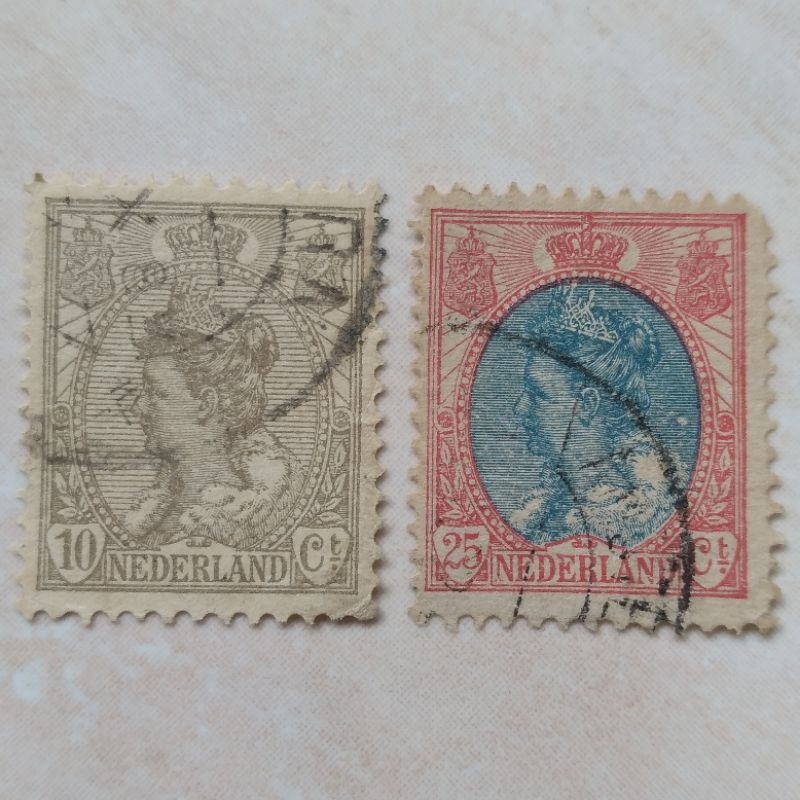 

Perangko Prangko Kuno Nederland Belanda Wilhelmina 2 Pcs 1899-1923 - YN983