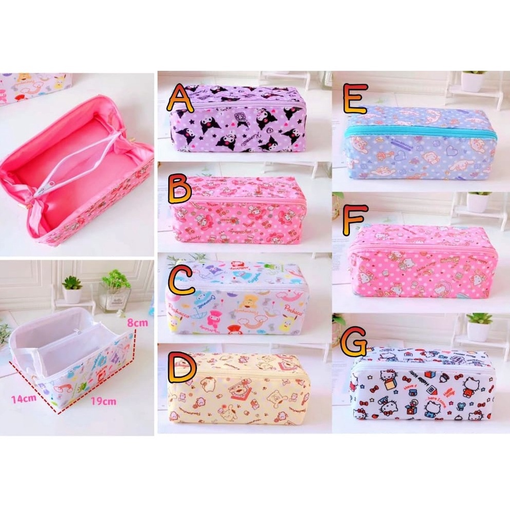 

Tidak Diragukan TEMPAT PENSIL POUCH KOSMETIK SEKAT KOTAK HELLO KITTY MELODY POMPURIN 18X7X7 NPD