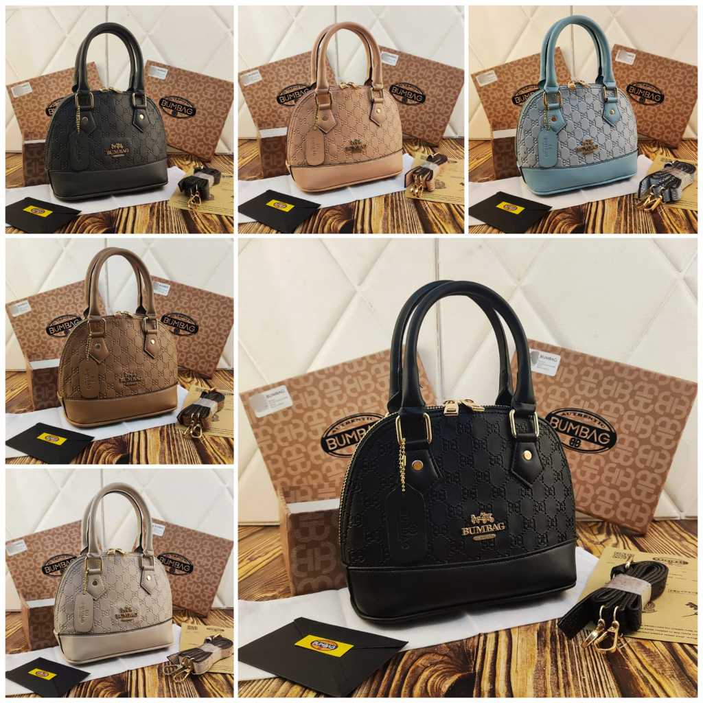 BUMBAG - TAS SELEMPANG ALMA MINI EMBOS IMPORT + SET BOX ( ADA TALI PANJANG, DALAMAN JEANS,BARCODE,) 