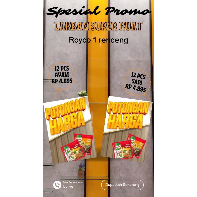 

royco rasa ayam atau sapi 1 renceng isi 12 pcs