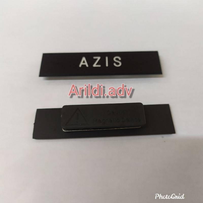 

Papan nama dada grafir hitam doff full magnet hitam nemetag dove magnet besar hitam