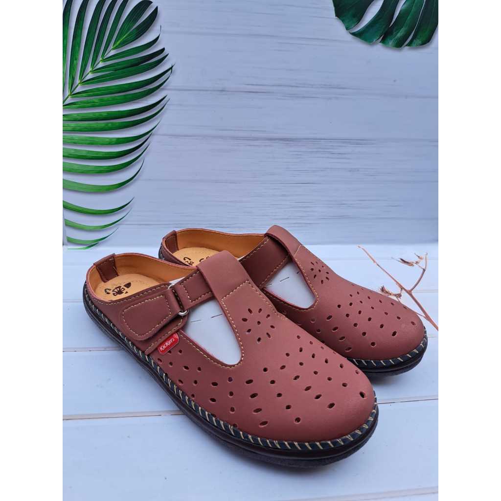 Sepatu sandal Selop Flat wanita Kekinian 2024 - Sendal Slop Kickresz Murah Terbaru Viral - Sandel Ko