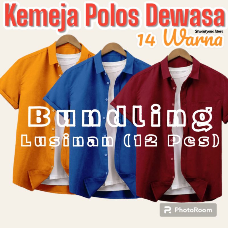STWENTYONE STORE Grosir 12 pcs Lusinan - Kemeja Polos Pendek Pria Premium
