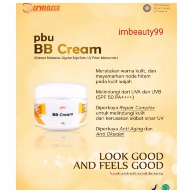 Pbu BB Cream - bb krim foundation pelembab SPF 50 - antioxidant anti aging
