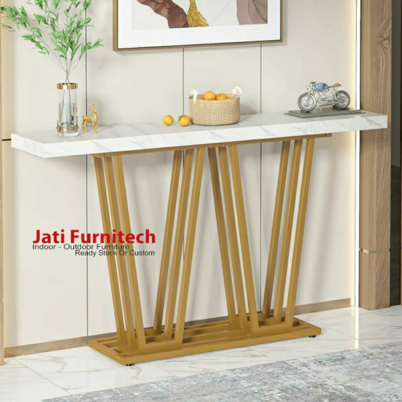 meja konsol table top marmer hpl