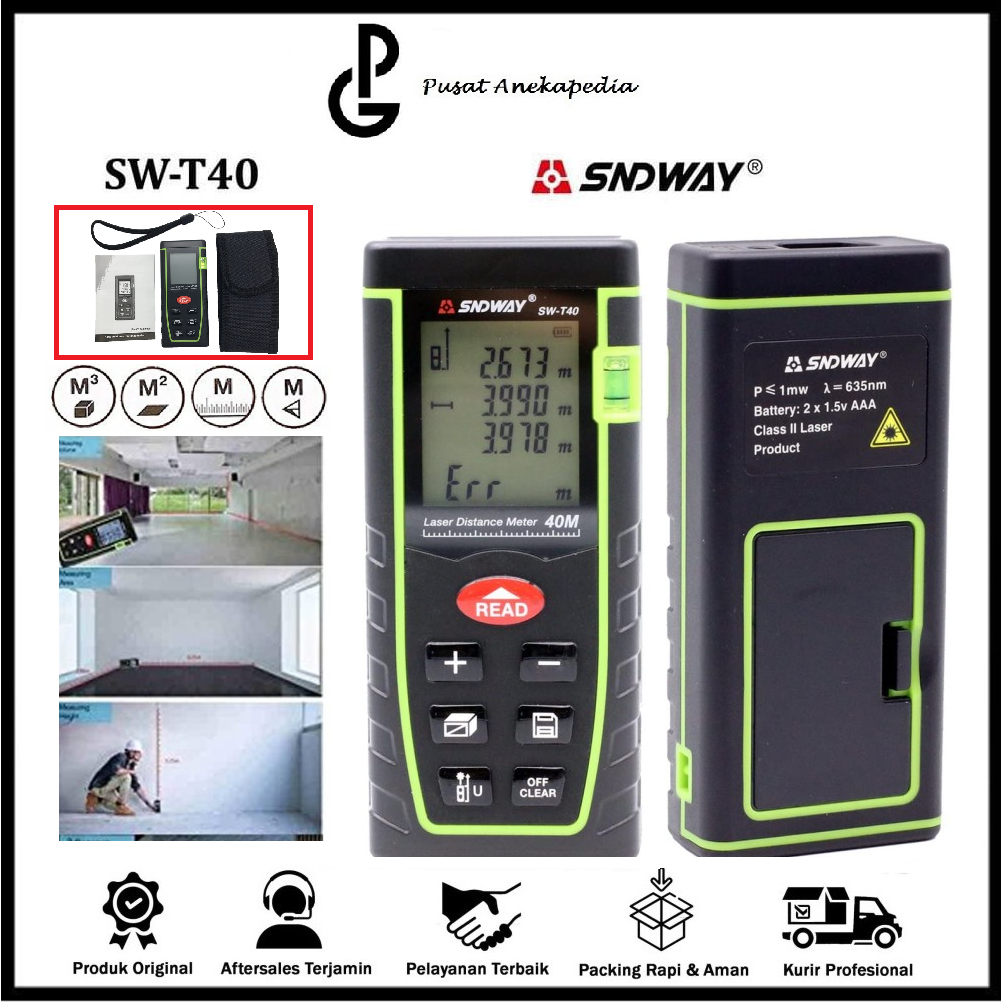 SNDWAY SW-T40 Meteran Laser Digital Distance 40 M - Pengukur Jarak SNDWAY SW-T40