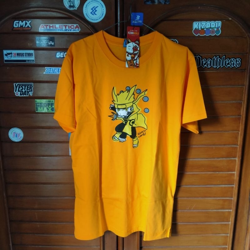KIZARU WORLD - Doodle Naruto Yellow | Kaos Jepang Anime Series, Size M
