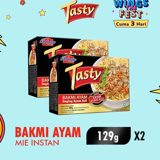 

QGRV3349 Free Ongkir Sedaap Tasty Mie Instan Bakmi Ayam Bag 129 gr x2