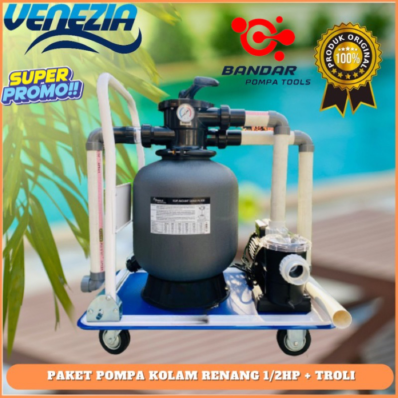 Paket Pompa Vacum Kolam Renang Portable Troli Mesin Pompa Kolam Renang