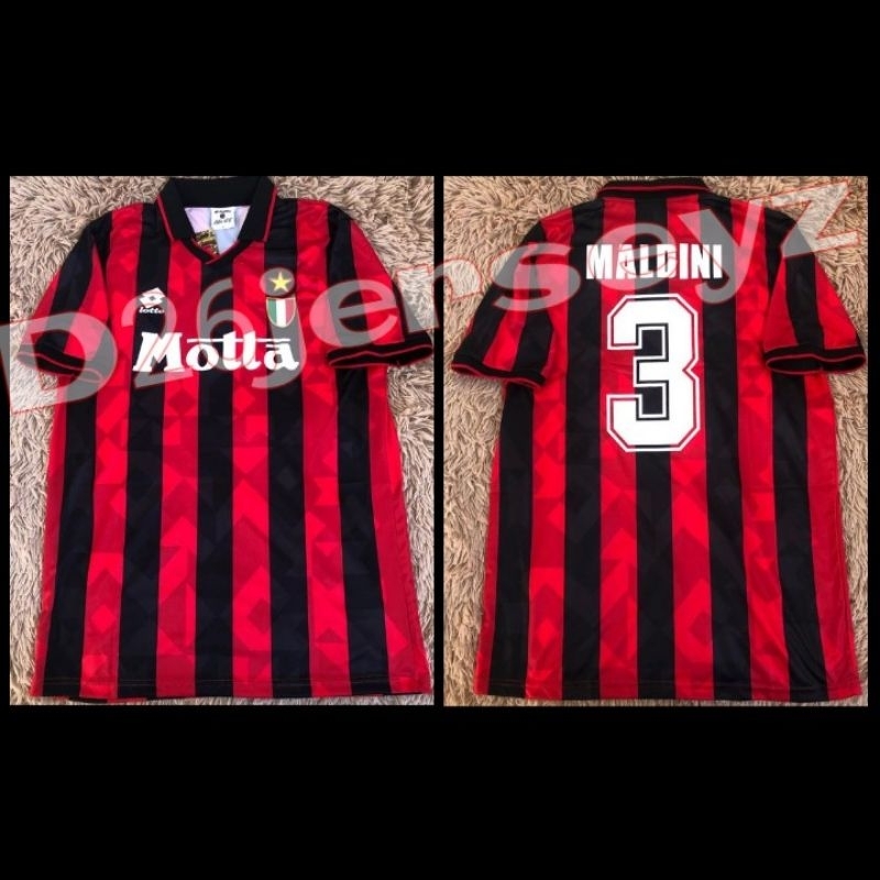 Jersey RETRO MilanN_ Home 1993 / 1994 + Nameset MALDINI 3 / Custom