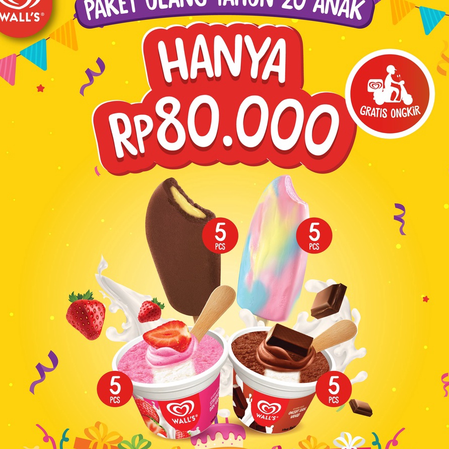 

XQYD2248 D2289 Walls Ice Cream Paket Ulang Tahun 2 Anak Es Krim Walls