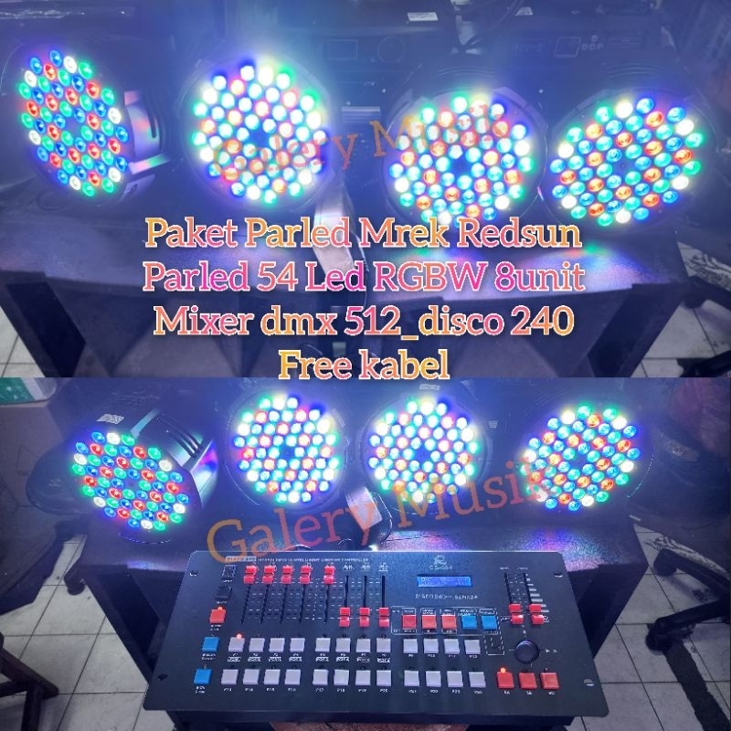 paket Lampu Lighting Parled 54 x3w RGBW 8unit Mrek Redsun + Mixer controller DMX 512_240 Mrek Redsun