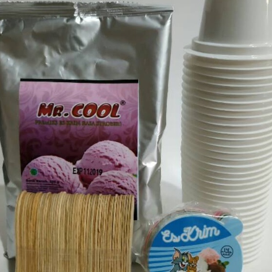 

TMTF6122 PROMO MURAH PAKET ES KRIM MrCOOL 25gr CUP PLASTIK PUTIH SUSU 5ml 5pcs