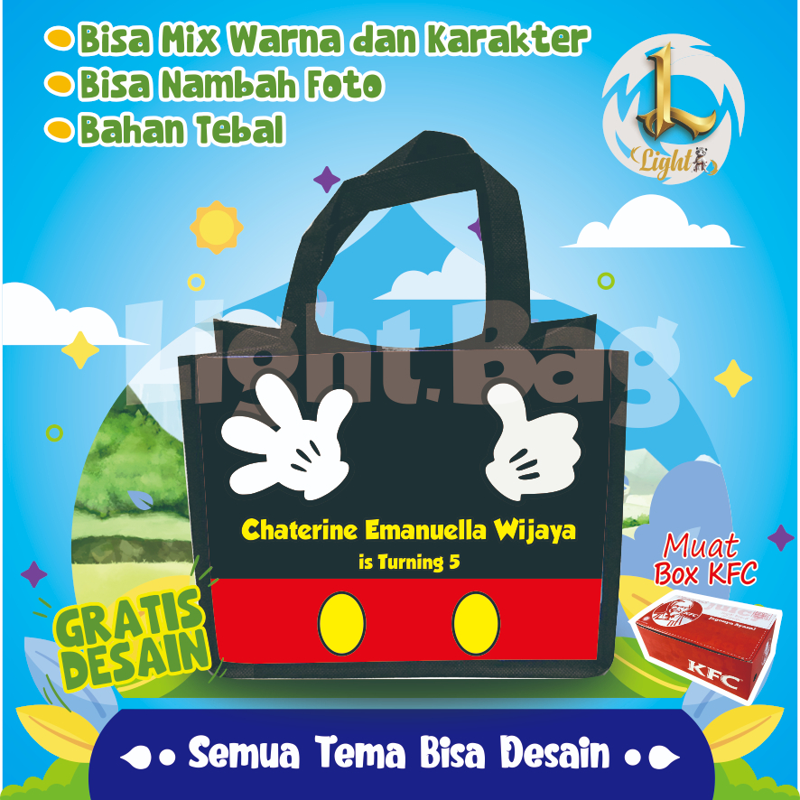 

TAS SOUVENIR ULTAH TANGAN MICKEY CUSTOM / TAS SOUVENIR PREMIUM / GRATIS DESAIN / BONUS FOTO ANAK / GOODIE BAG CUTE TANGAN MICKEY CUSTOM / TAS ULANG TAHUN TANGAN MICKEY CUSTOM / TAS ULTAH CUSTOM / TAS SOUVENIR 2 HARI JADI / TAS ULTAH / TAS ULANG TAHUN