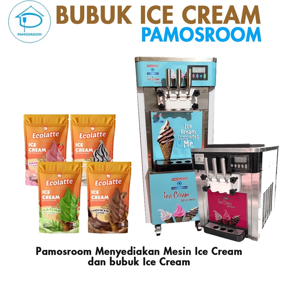 

BSVF9233 Terlaku Ecolatte Bubuk Ice Cream Soft Powder 5gr Bubuk Es Krim Vanilla Coklat Strawbery Mathca