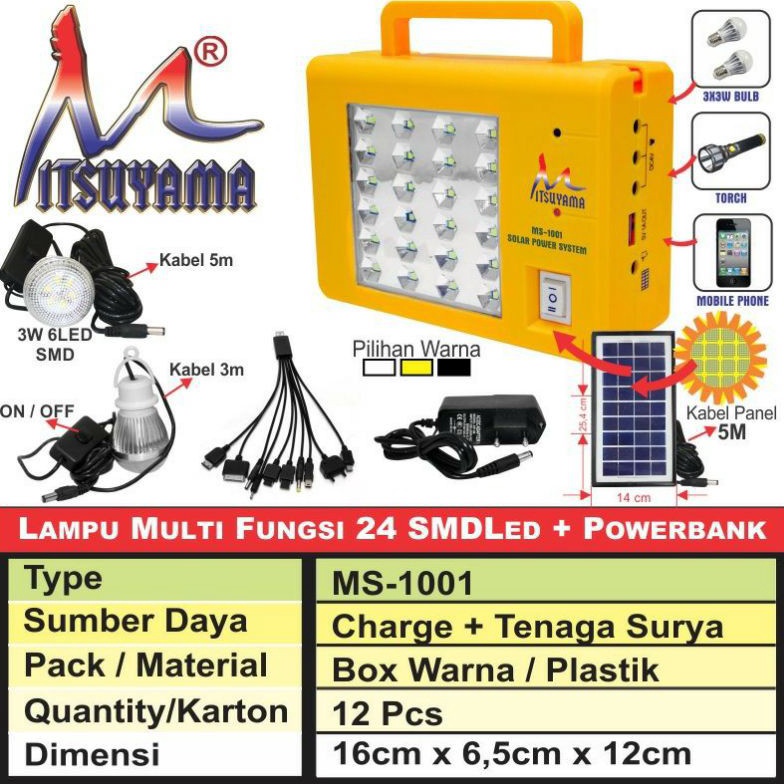 Stok terbatas lampu emergency solar cell multifungsi solar lighting system mitsuyama 74